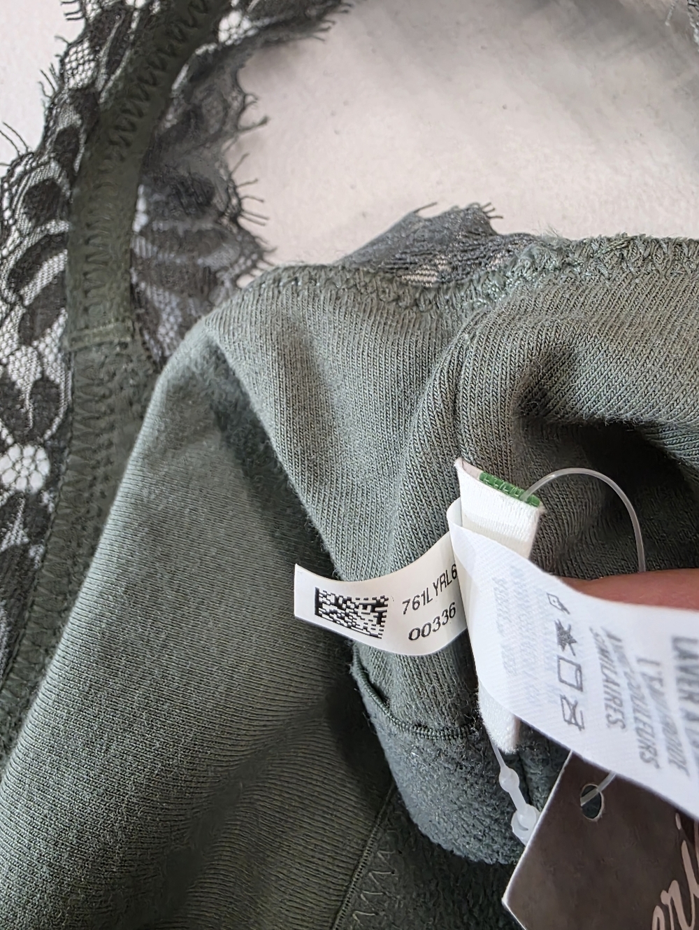 Aerie Lace-Trim Ribbed Bralette in Sage Green - Picture 6 of 12
